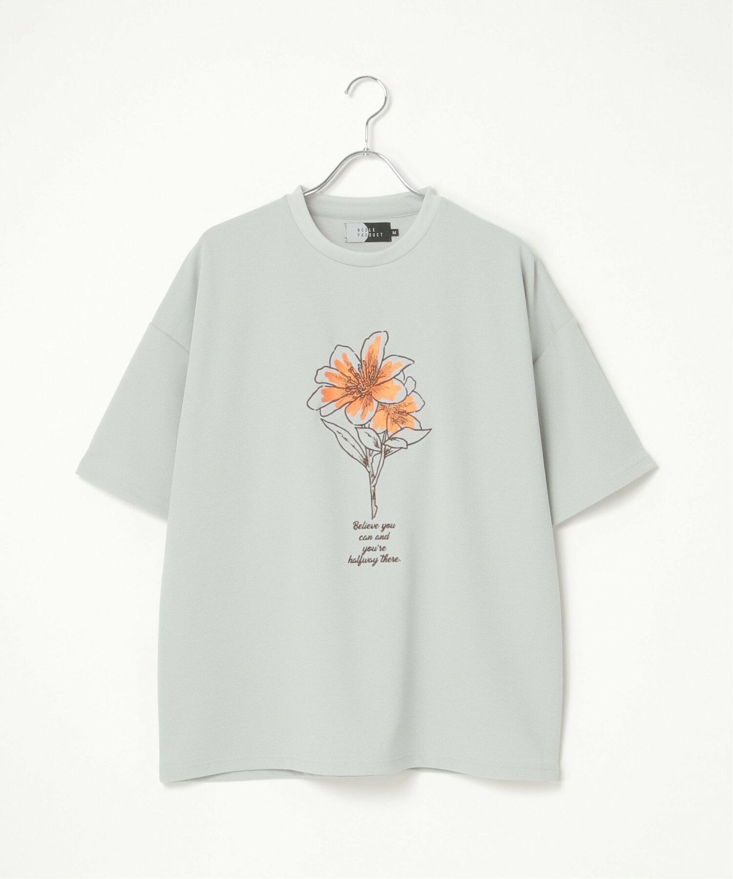 梨地花柄刺繍Tシャツ